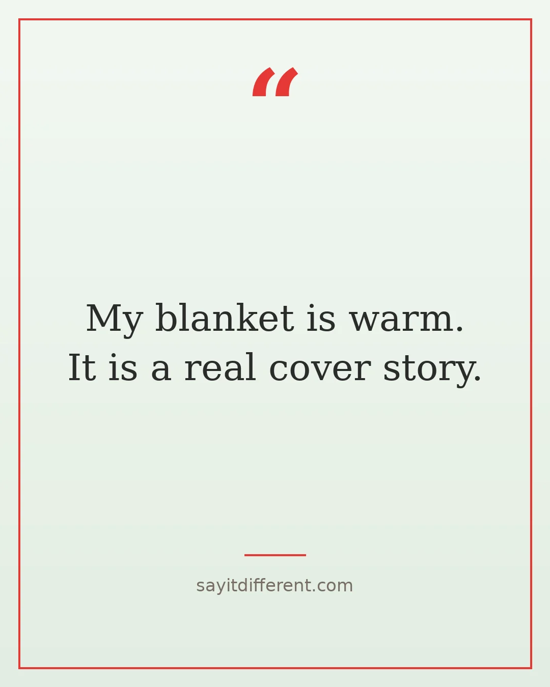 bad jokes: My blanket is warm, it is a real cover story