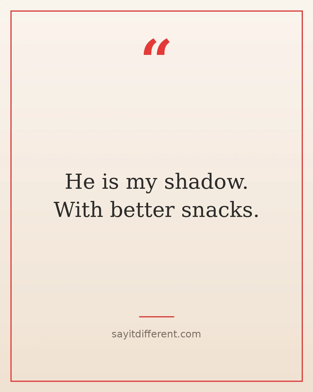 funny brother quotes: He is my shadow. With better snacks