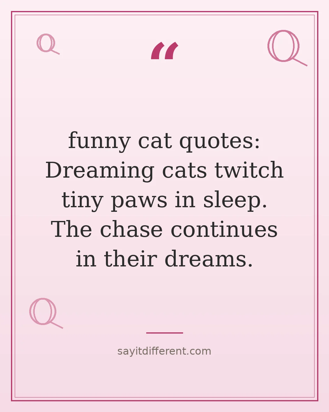 funny cat quotes: Dreaming cats twitch tiny paws in sleep. The chase continues in their dreams.