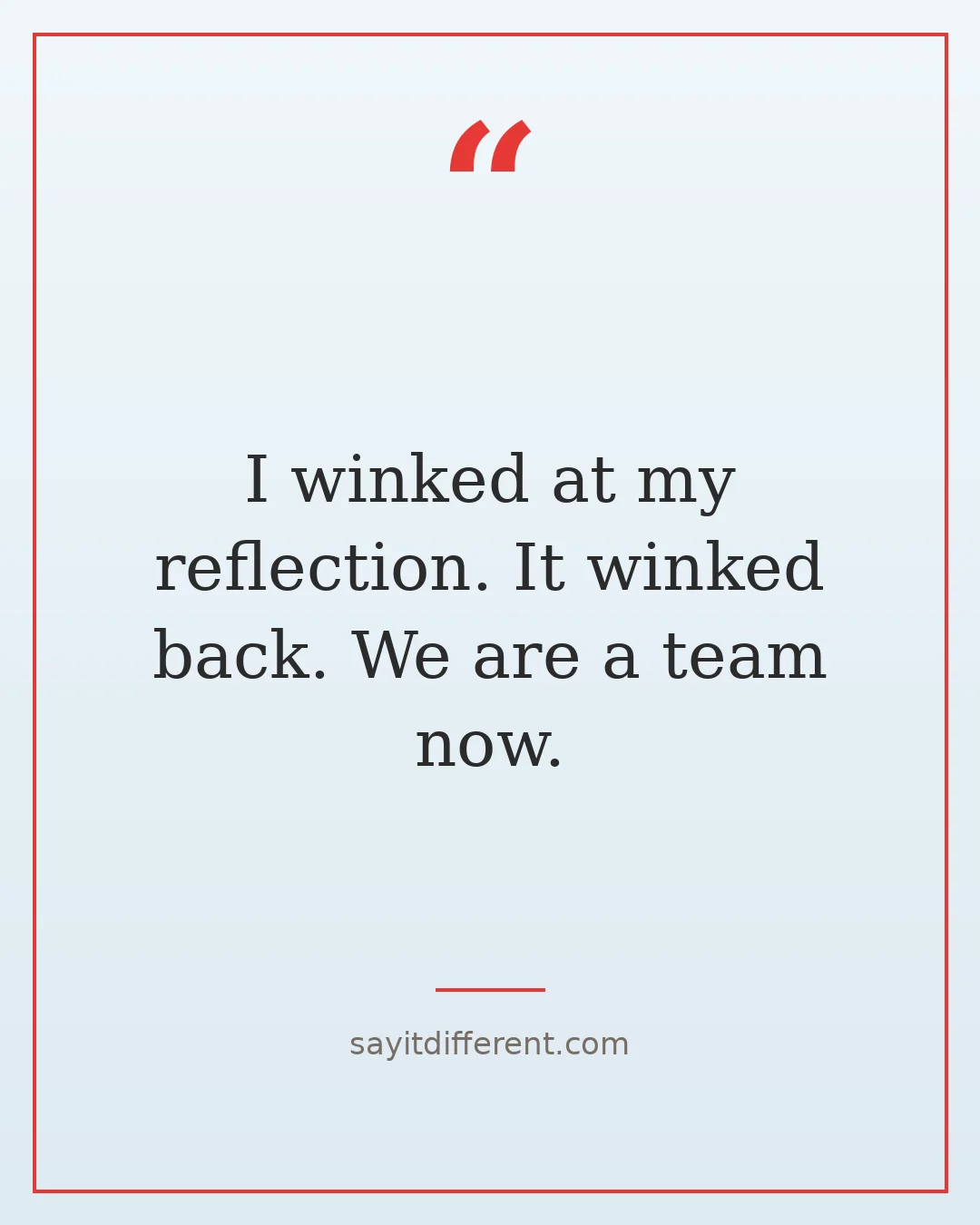 funny confidence quotes: I winked at my reflection. It winked back. We are a team now.