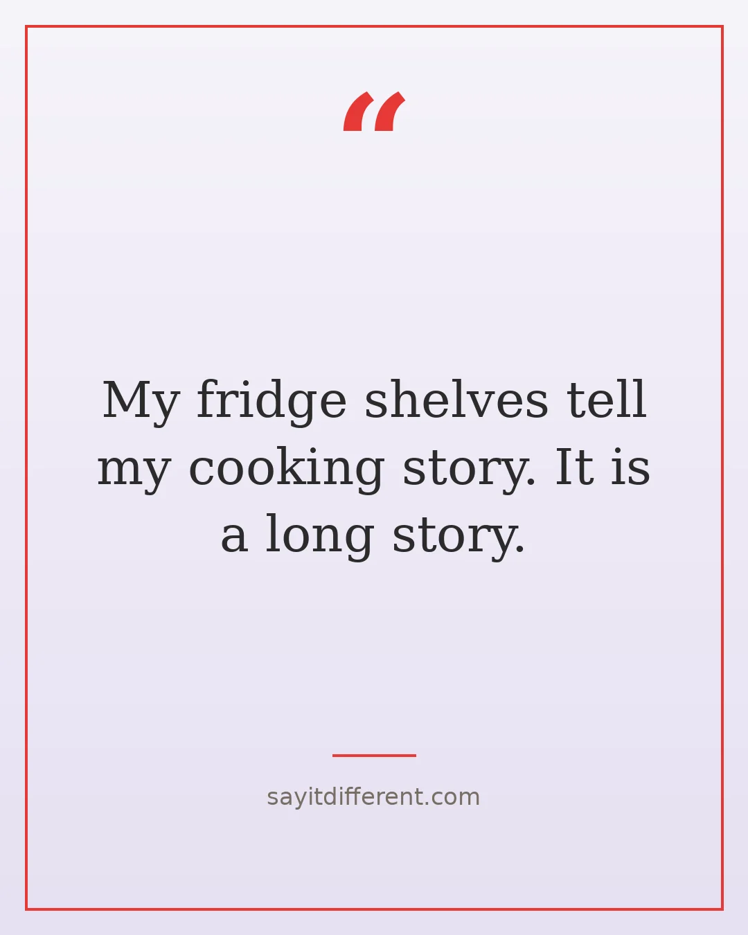 funny cooking quotes: My fridge shelves tell my cooking story. It is a long story.