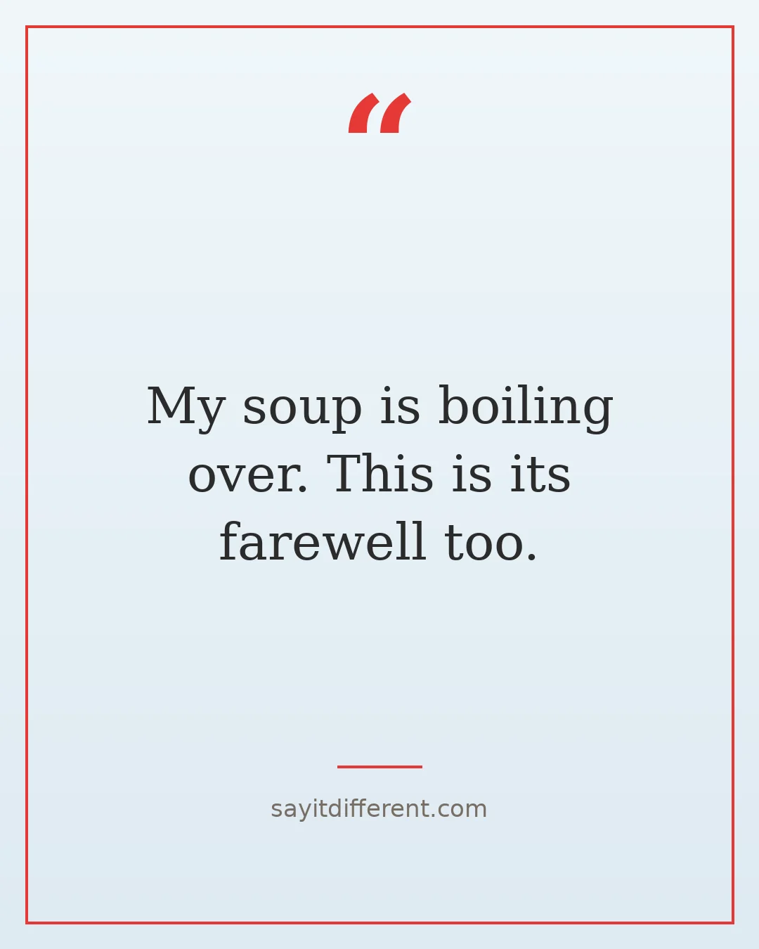 funny ways to end a phone call: My soup is boiling over. This is its farewell too.